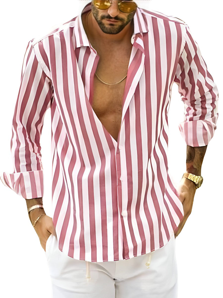 Wyatt | Men's Striped Long Sleeve Button Up Shirt
