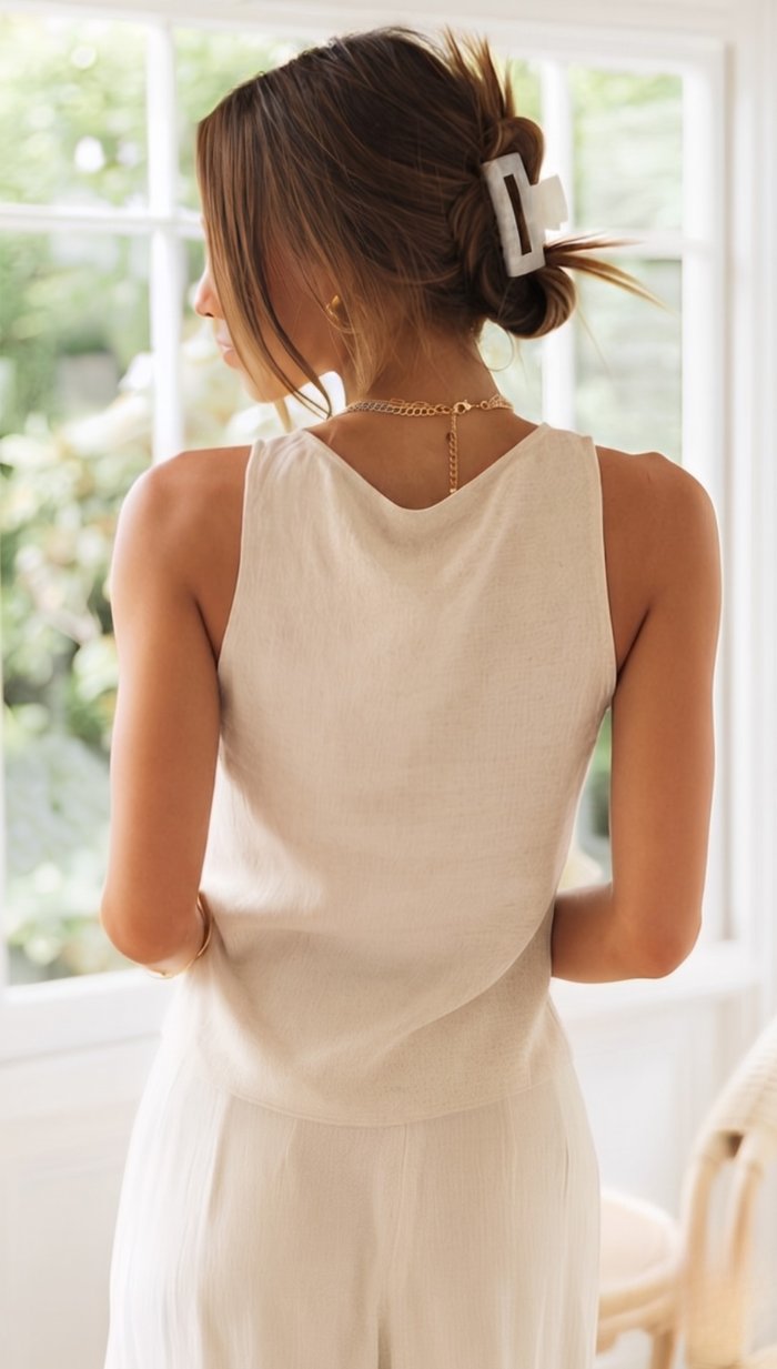 Aveline | Linen Ruched Crop Top Wide Leg Pants Set