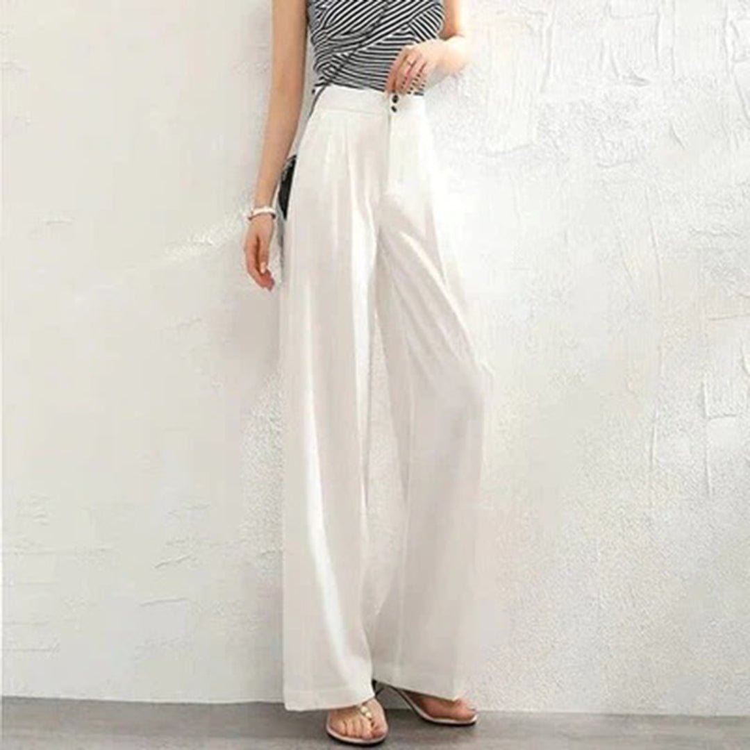Elowyn | Women's High Waist Linen Wide Leg Trousers