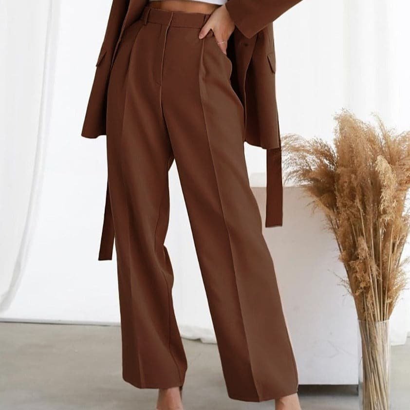Valera | High Waist Pleated Wide Leg Trousers
