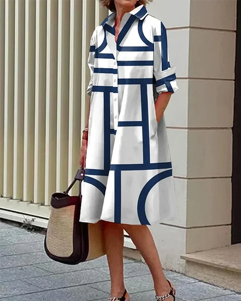 Women’s Geometric Pattern Dress | Midi