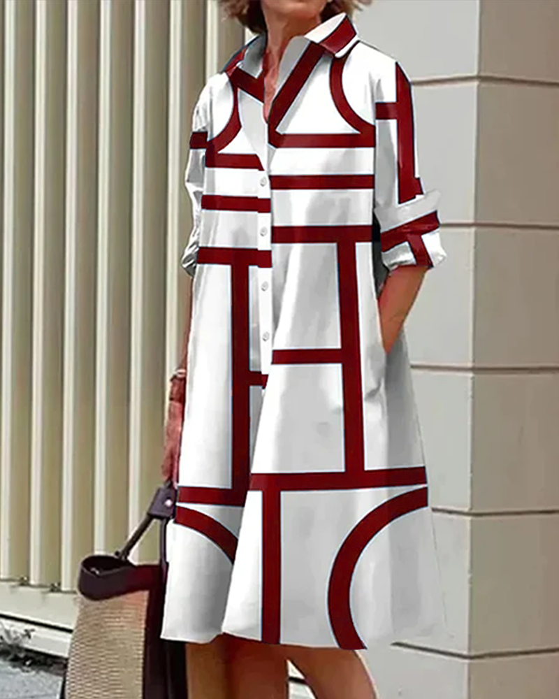 Women’s Geometric Pattern Dress | Midi