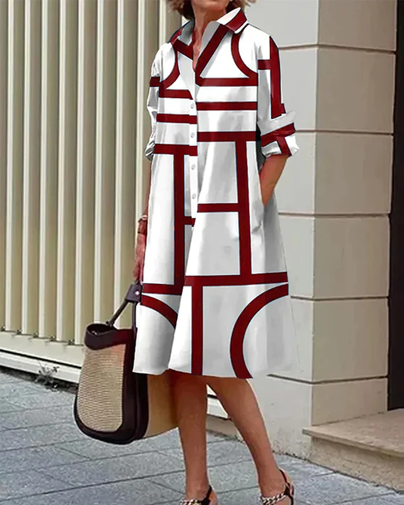 Women’s Geometric Pattern Dress | Midi