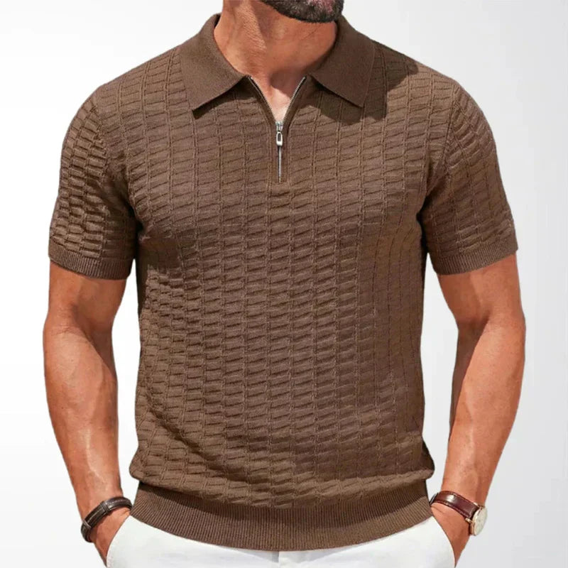 Hugo | Men's Short Sleeve Textured Zip Knit Polo