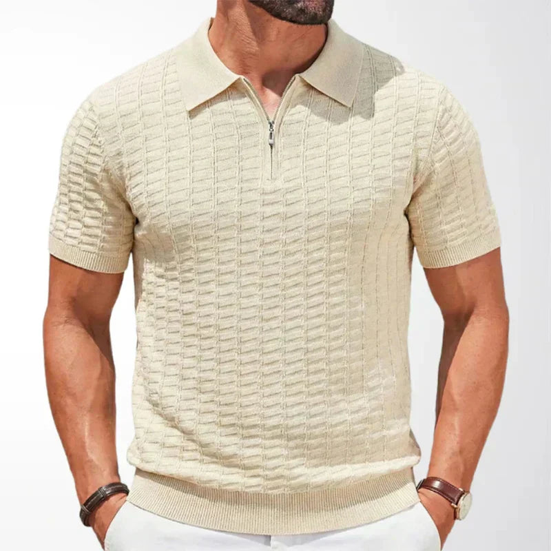 Hugo | Men's Short Sleeve Textured Zip Knit Polo