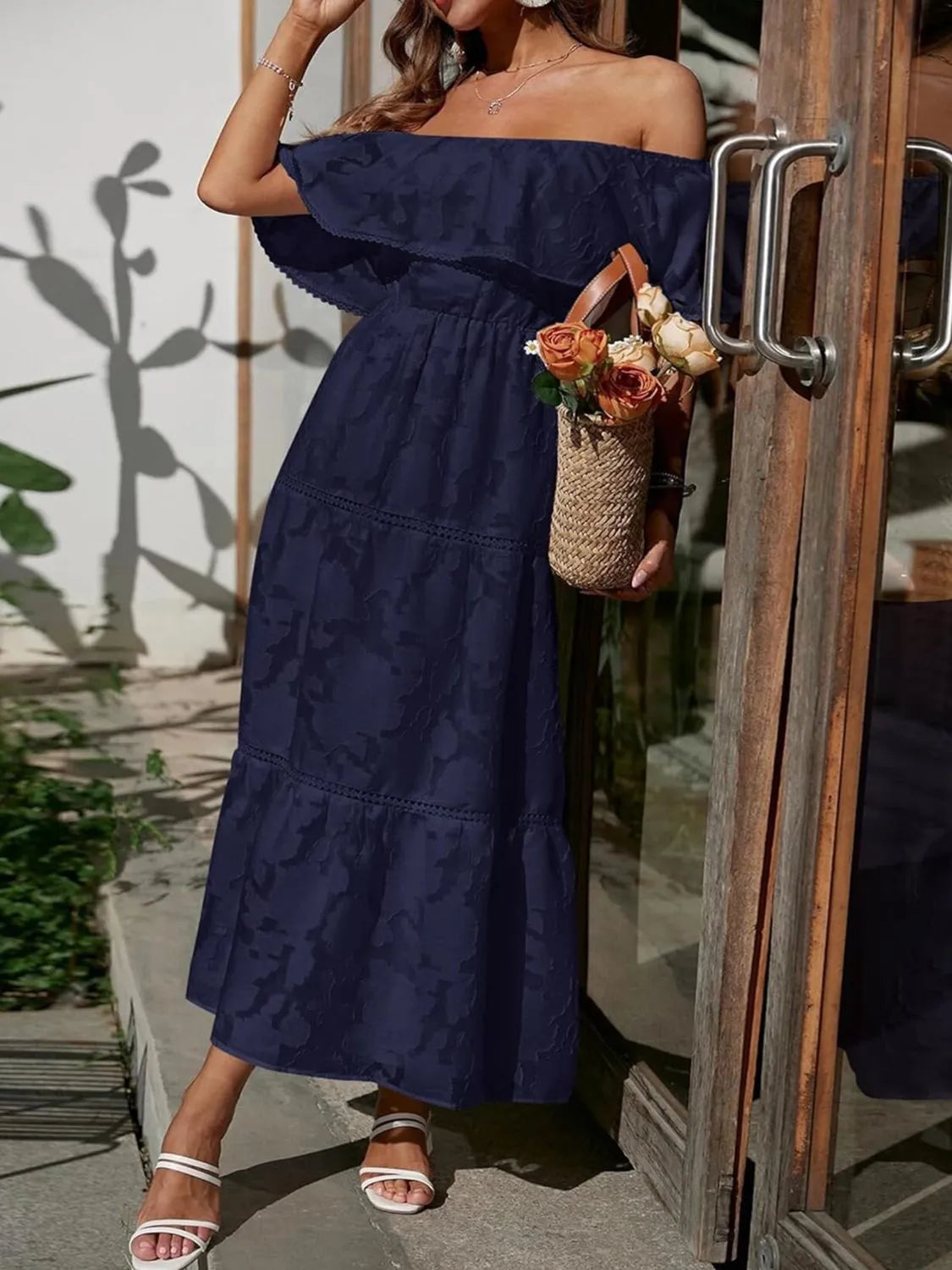 Evelina | Off-Shoulder Maxi Wedding Guest Dress