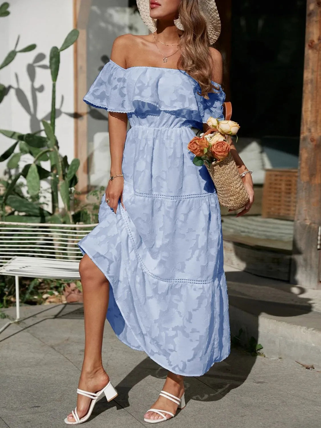 Evelina | Off-Shoulder Maxi Wedding Guest Dress