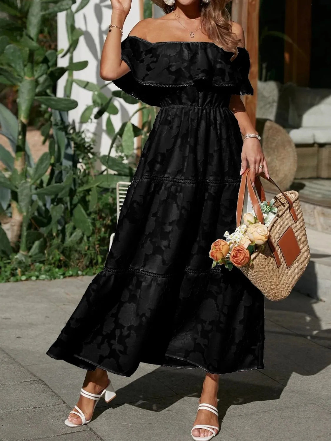 Evelina | Off-Shoulder Maxi Wedding Guest Dress