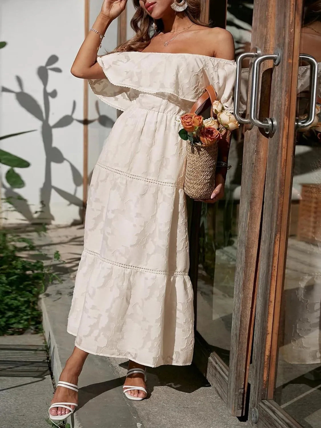 Evelina | Off-Shoulder Maxi Wedding Guest Dress